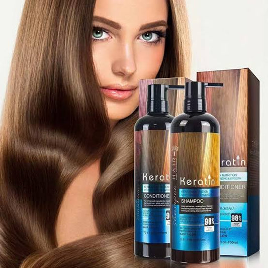 Keratin hair shampoo & conditioner straightening nutrition 900ml