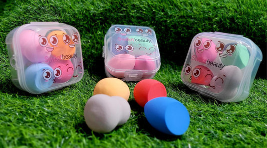 Women 4pcs Makeup Blender Cosmetic Puff Makeup Sponge With Storage Box, For Professional