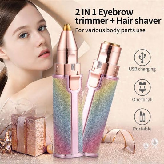Flawless 2 in 1 Eyebrow Trimmer, Face and Body Hair Remover Painless Rechargeable