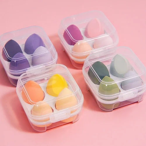 Women 4pcs Makeup Blender Cosmetic Puff Makeup Sponge With Storage Box, For Professional