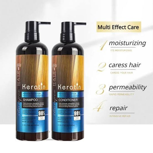 Keratin hair shampoo & conditioner straightening nutrition 900ml