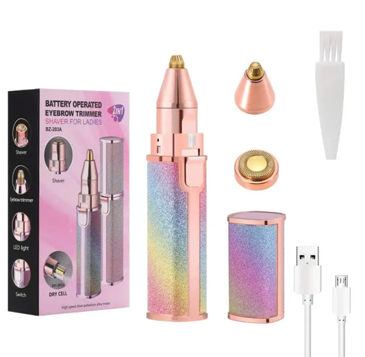 Flawless 2 in 1 Eyebrow Trimmer, Face and Body Hair Remover Painless Rechargeable